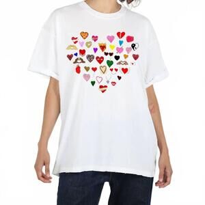 NEW UNFORTUNATE PORTRAIT hearts boyfriend tee in white